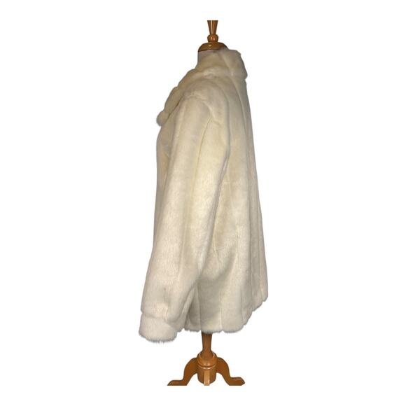 Dennis Basso Faux Fur Coat Women’s Large White Zip-Up Plush Jacket Vintage Y2K - Picture 5 of 12